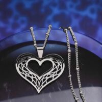 LJCN77 Silver Coloured Heart Necklace