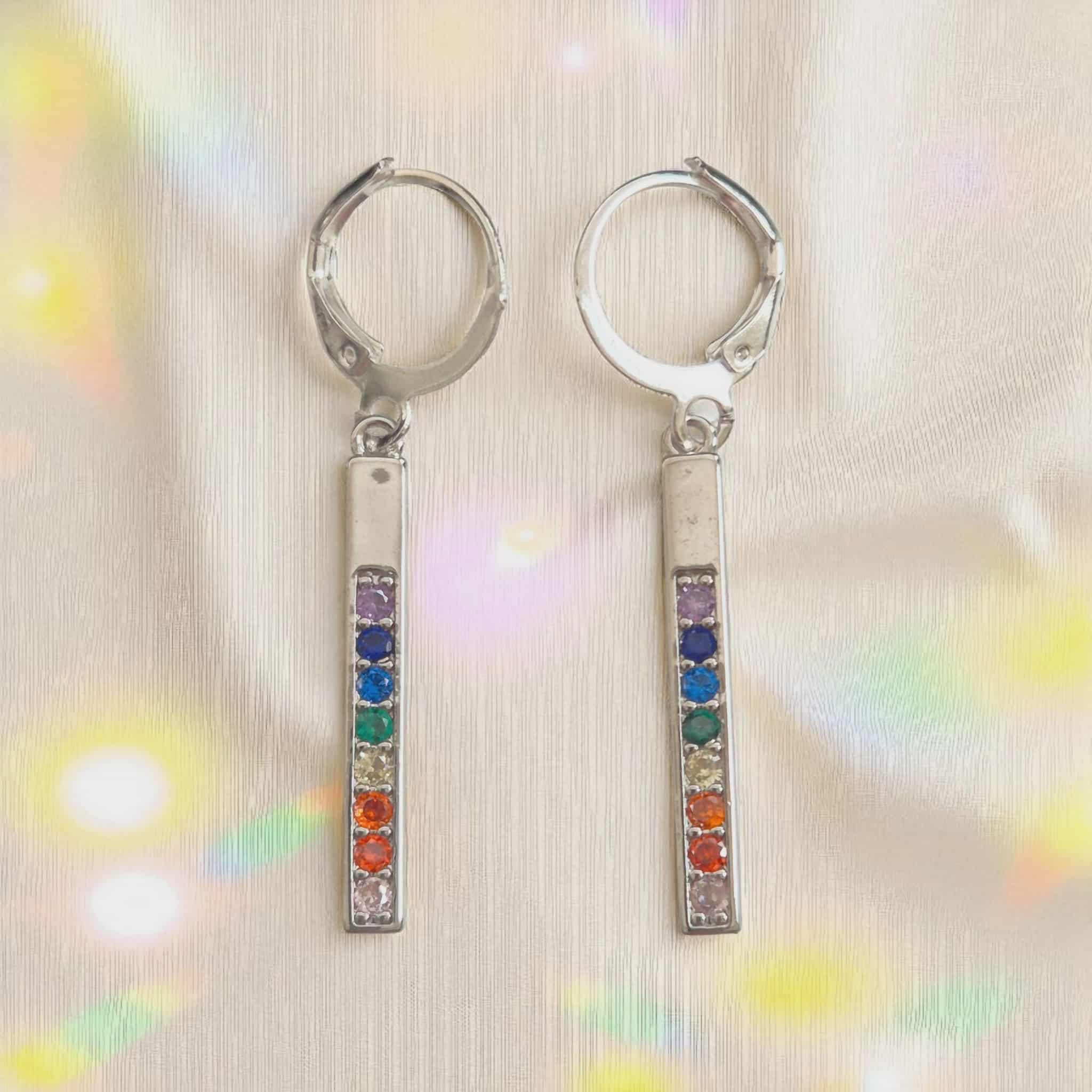 LJCE889 Multi Coloured Crystal Silver Earrings