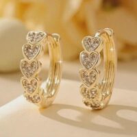 LJCE88 Gold Coloured Multi Heart Earrings