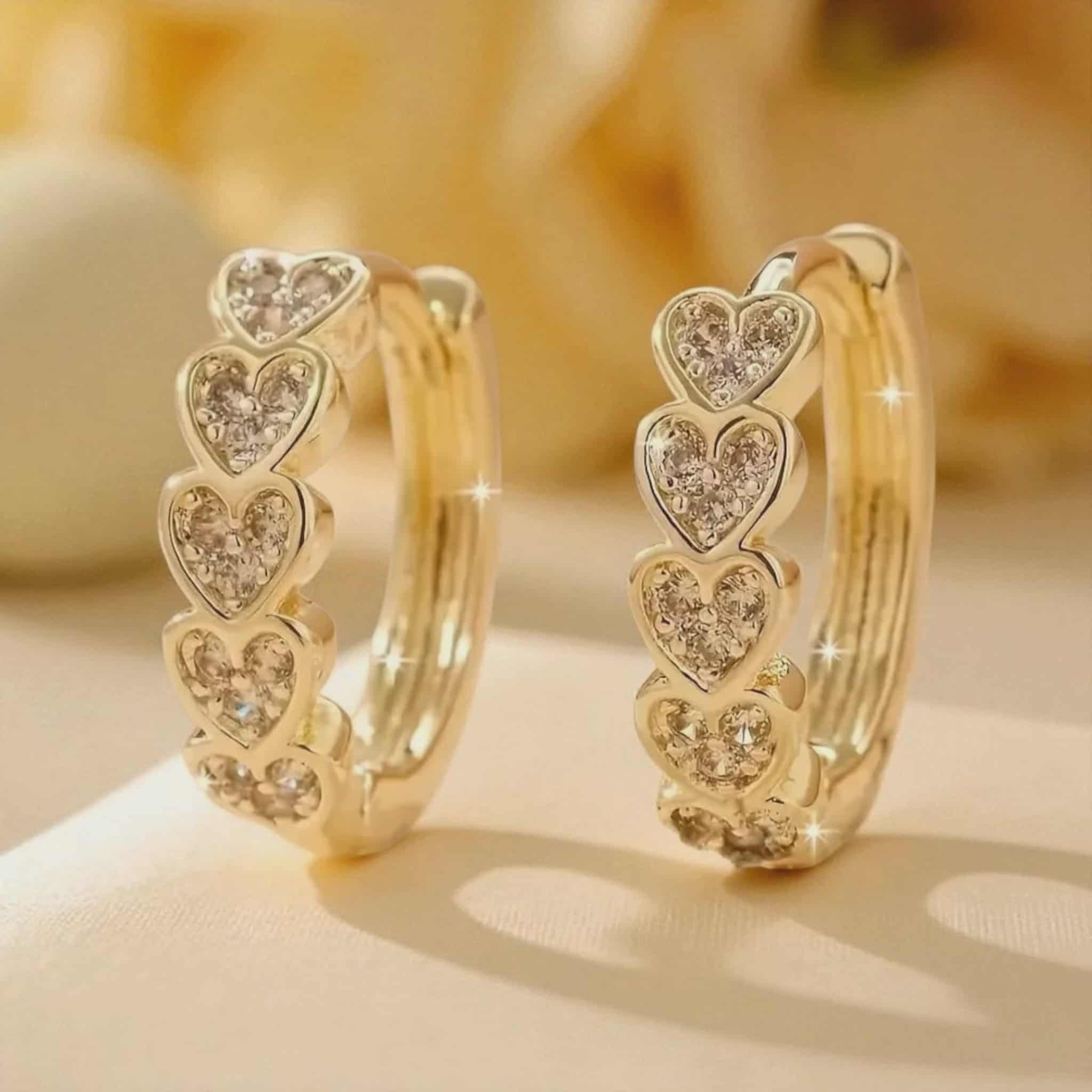 LJCE88 Gold Coloured Multi Heart Earrings