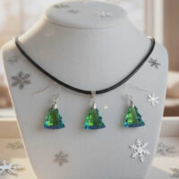 LJCS34 Crystal Christmas Tree Necklace Set.