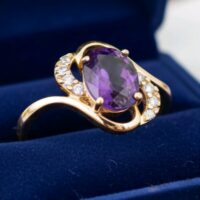 LJPR67 Purple & Clear Crystal Ring