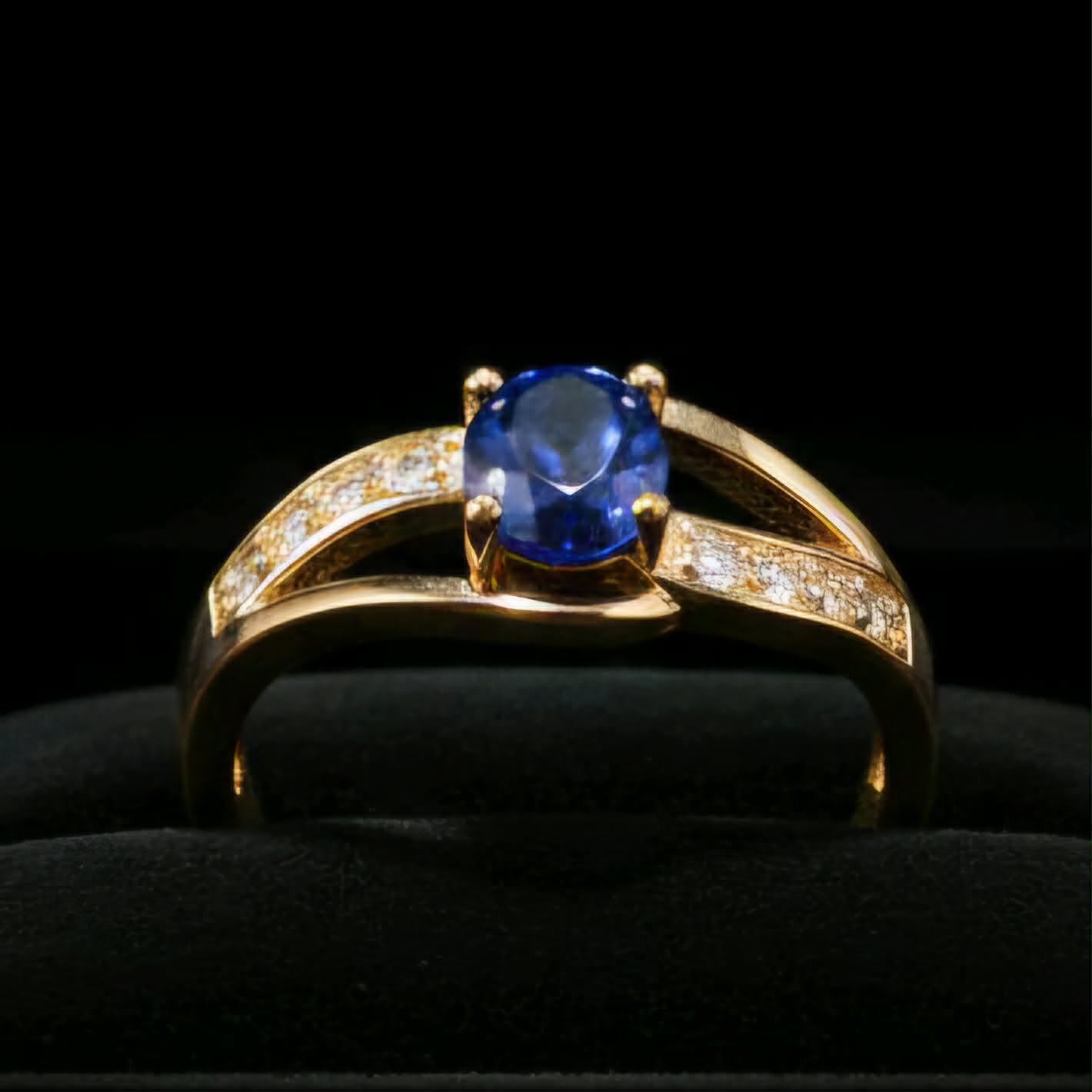 LJGPR989 Blue Glass Crystal Ring - Image 2