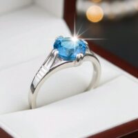 LJPE99 Blue Glass Crystal Ring