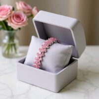 LJCB43 Pink Glass Crystal Bracelet.