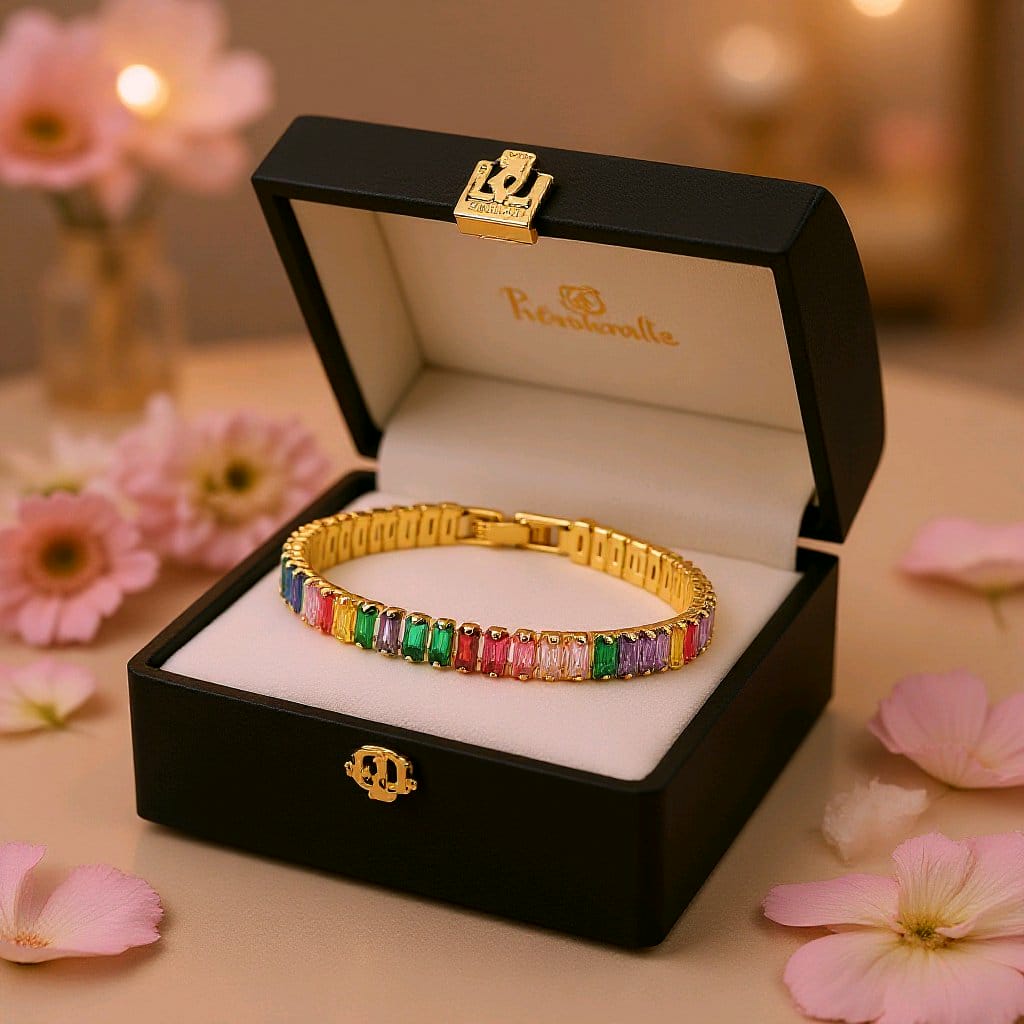 LJCB59 Multi Coloured Glass Crystal Bracelet