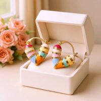 LJCE90 Multi Coloured Drop Heart Earrings