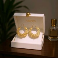 LJCE89 Gold Coloured Flat Hoop Earrings