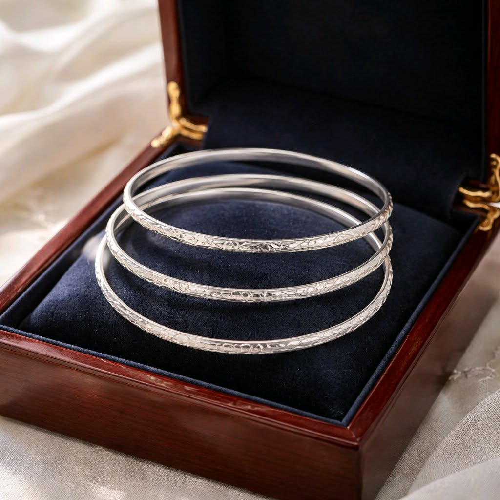 LJCB456 Silver Coloured Bangles - Image 2