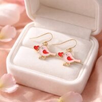 LJCE789 Valentines Day Bird Earrings