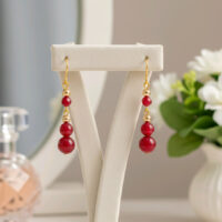 LJGE34 Red Jade Drop Earrings