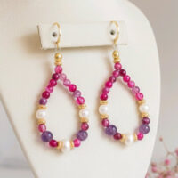 LJGE45 Agate, Amethyst & Pearl Drop Earrings