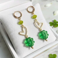 LJSPD3 Heart Clover Drop Earrings