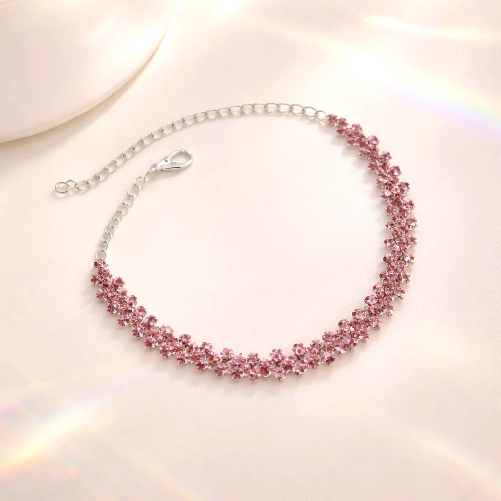 LJCB43 Pink Glass Crystal Bracelet. - Image 3