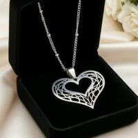 LJCN90 Silver Coloured Heart Necklace