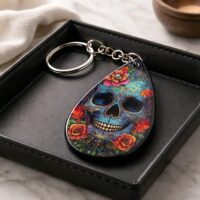 LJKR4 Skull Teardrop Keyring