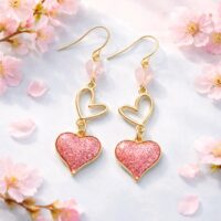 LJGE443 Pink Drop Heart Earrings