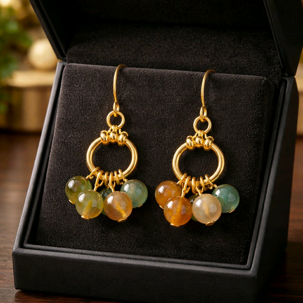 LJGE406 Multiple Agate Drop Earrings - Image 2