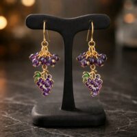 LJGS434 Amethyst Grape Drop Earrings