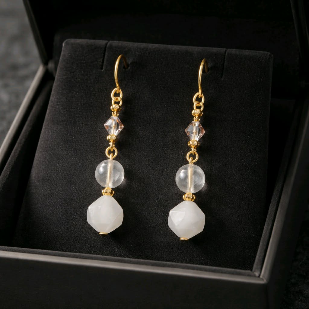 LJGE511 Pink Quartz Trio Earrings - Image 2