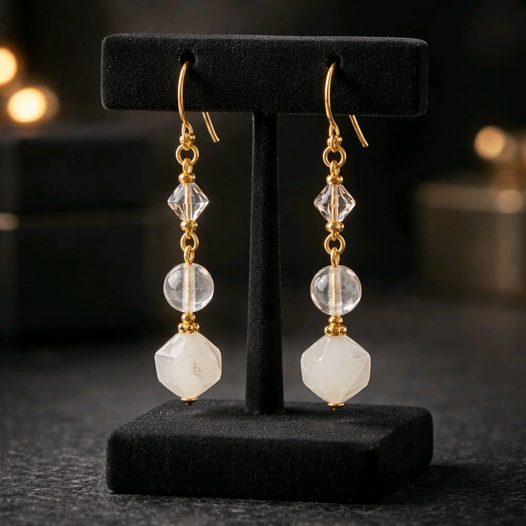 LJGE511 Pink Quartz Trio Earrings