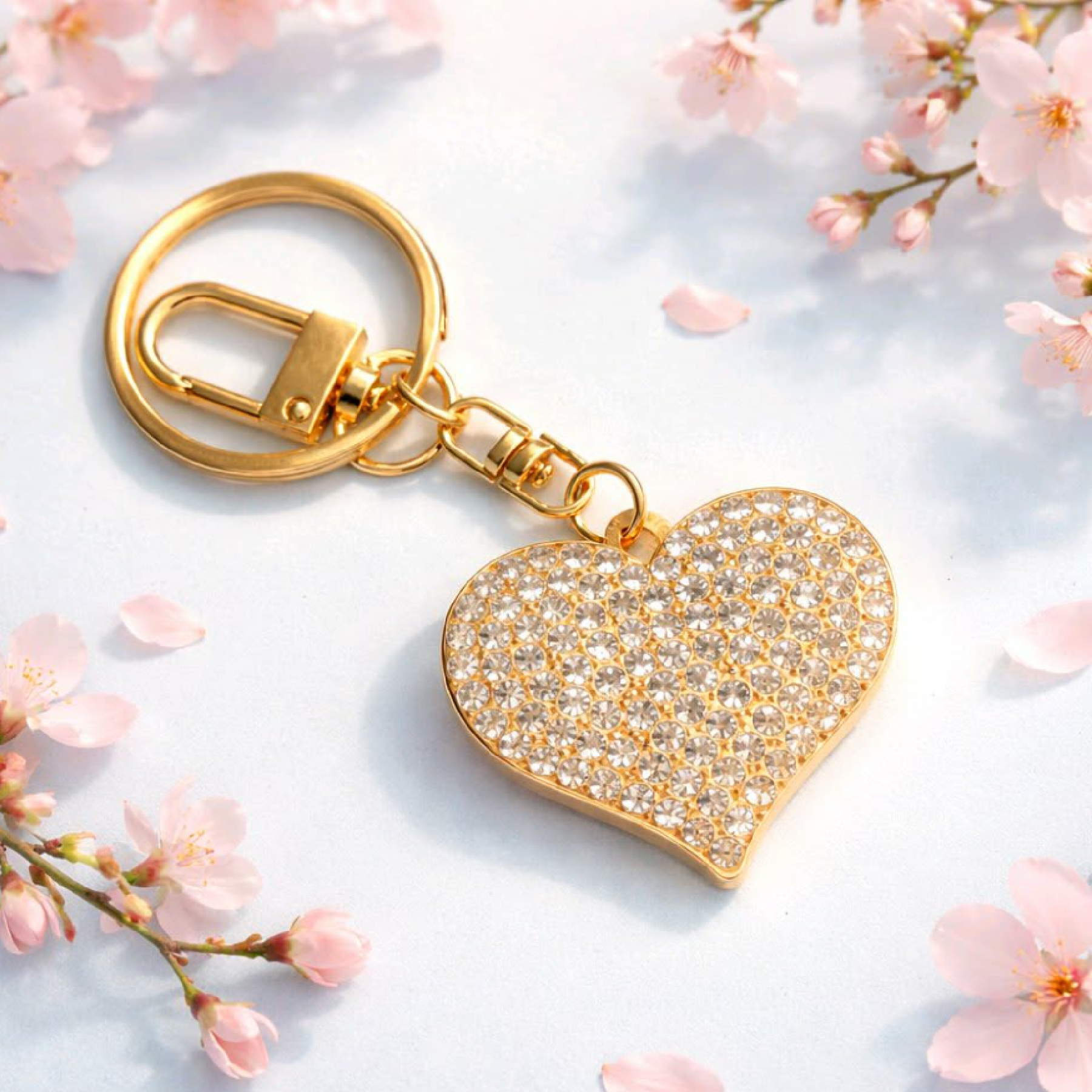 LJKR1 Gold Coloured Heart Key Ring