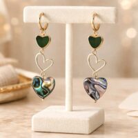 LJGE412 Paua Shell Heart Drops