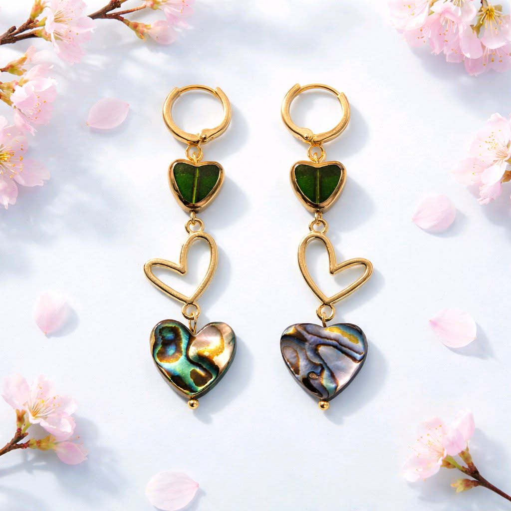 LJGE412 Paua Shell Heart Drops - Image 2