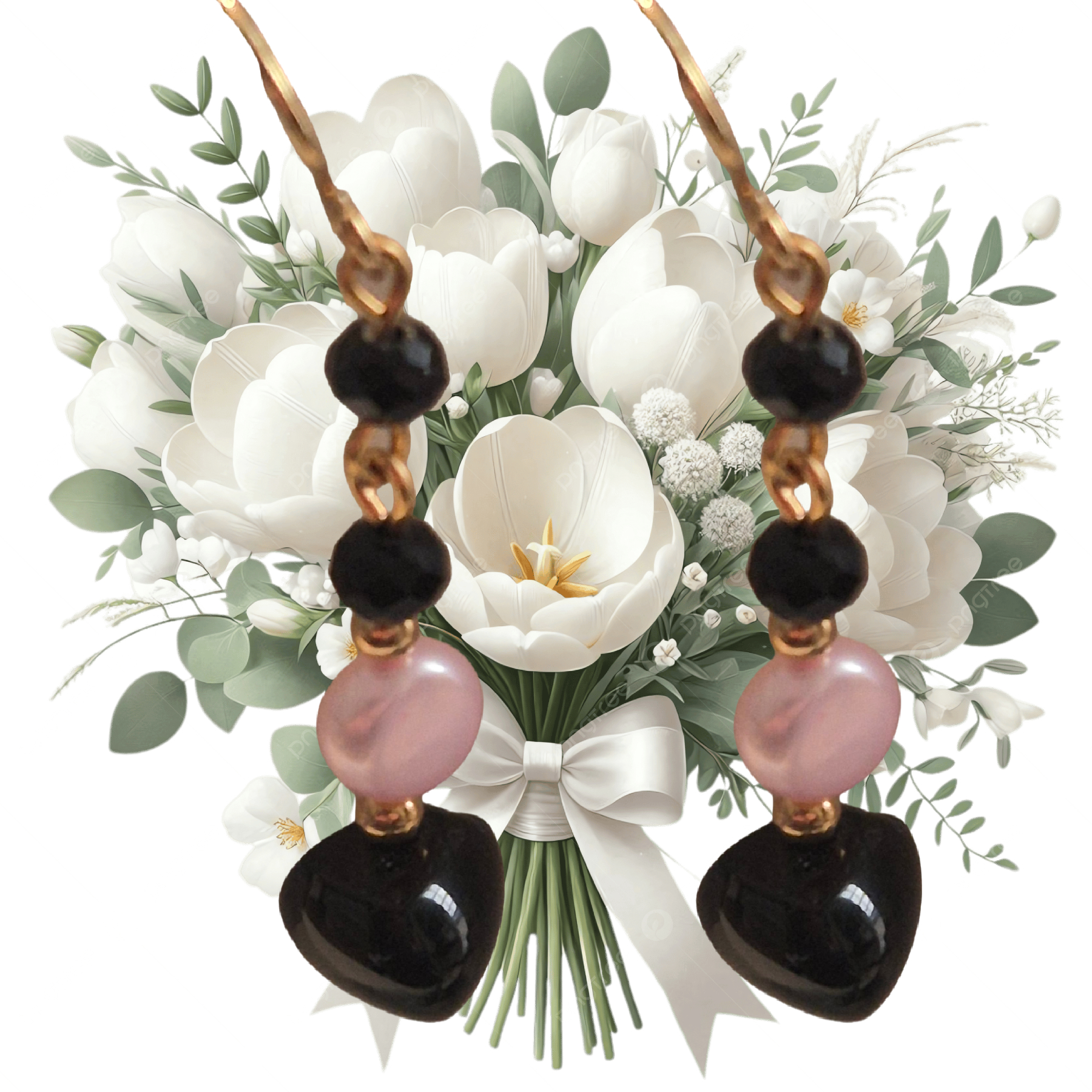 LJGE334 Triangular Onyx Drop Earrings