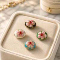 LJB7 Floral Oval Cloisonné Beads