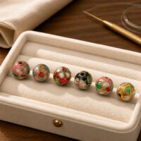 LJB99 Multi Coloured Round Cloisonné Beads