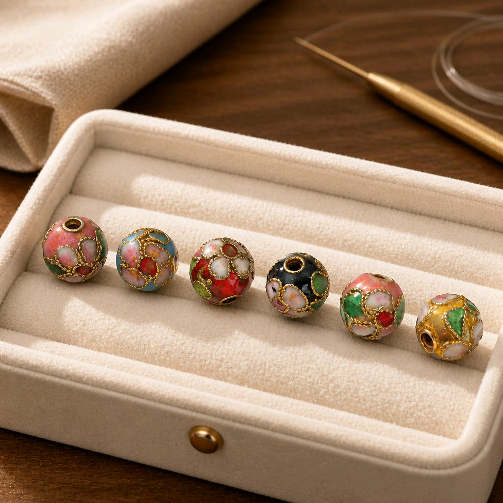 LJB99 Multi Coloured Round Cloisonné Beads