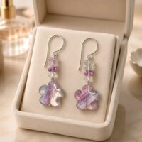 LJGE78 Fluorite Flower Earrings