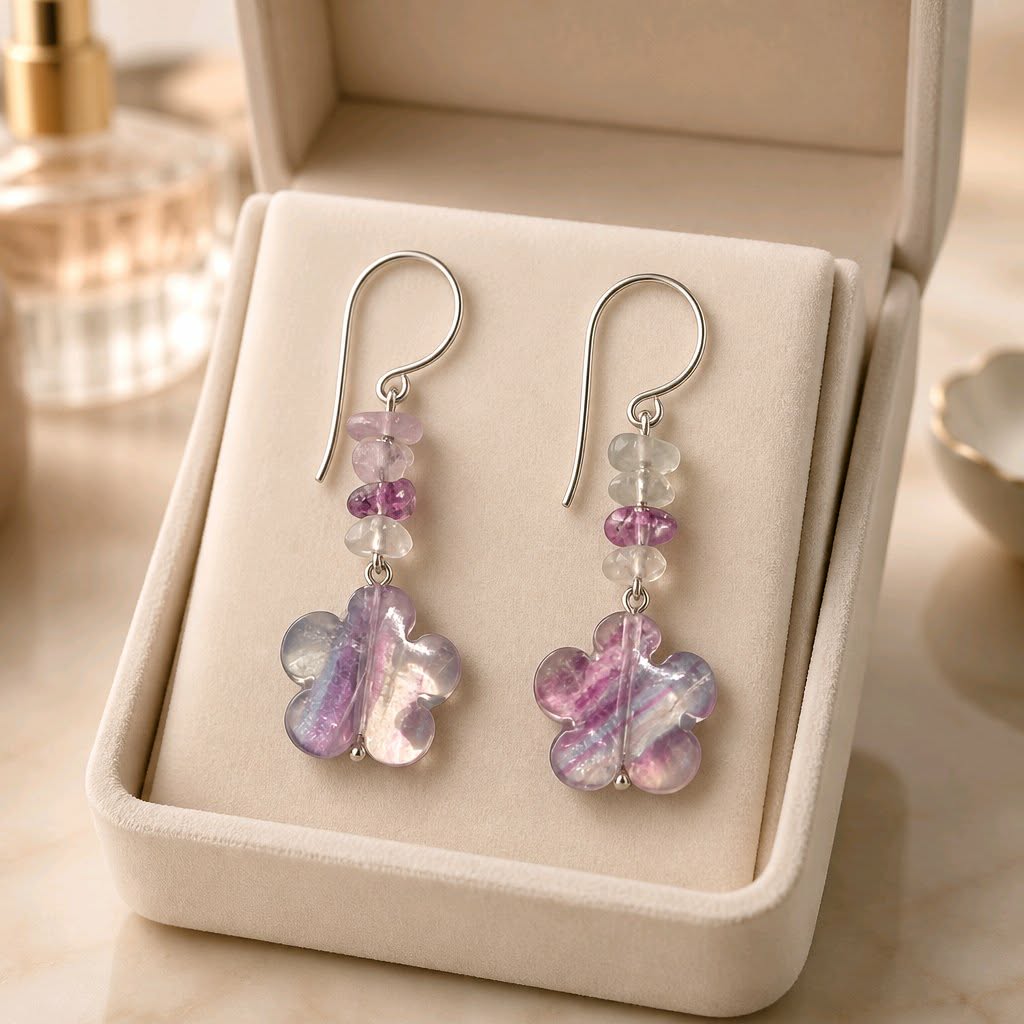 LJGE78 Fluorite Flower Earrings