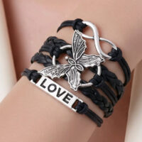 LJCB17 Black Butterfly LOVE Bracelet
