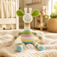 LJKT4 Knitted Girl Giraffe Teddy