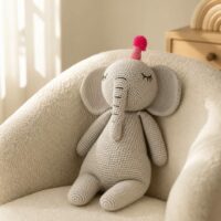 LJKT2 Knitted Sleeping Elephant Teddy