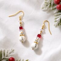 LJCG36 White Snowman Earrings
