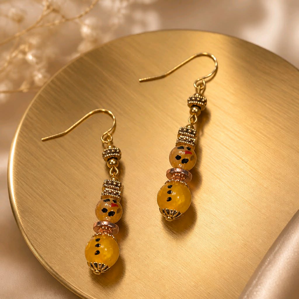 LJCG9 Gold Snowman Earrings