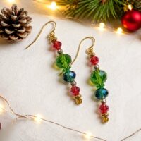 LJCG8 Middle Crystal Drop Earrings