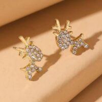 LJCG453 Gold Coloured Reindeer Stud Earrings