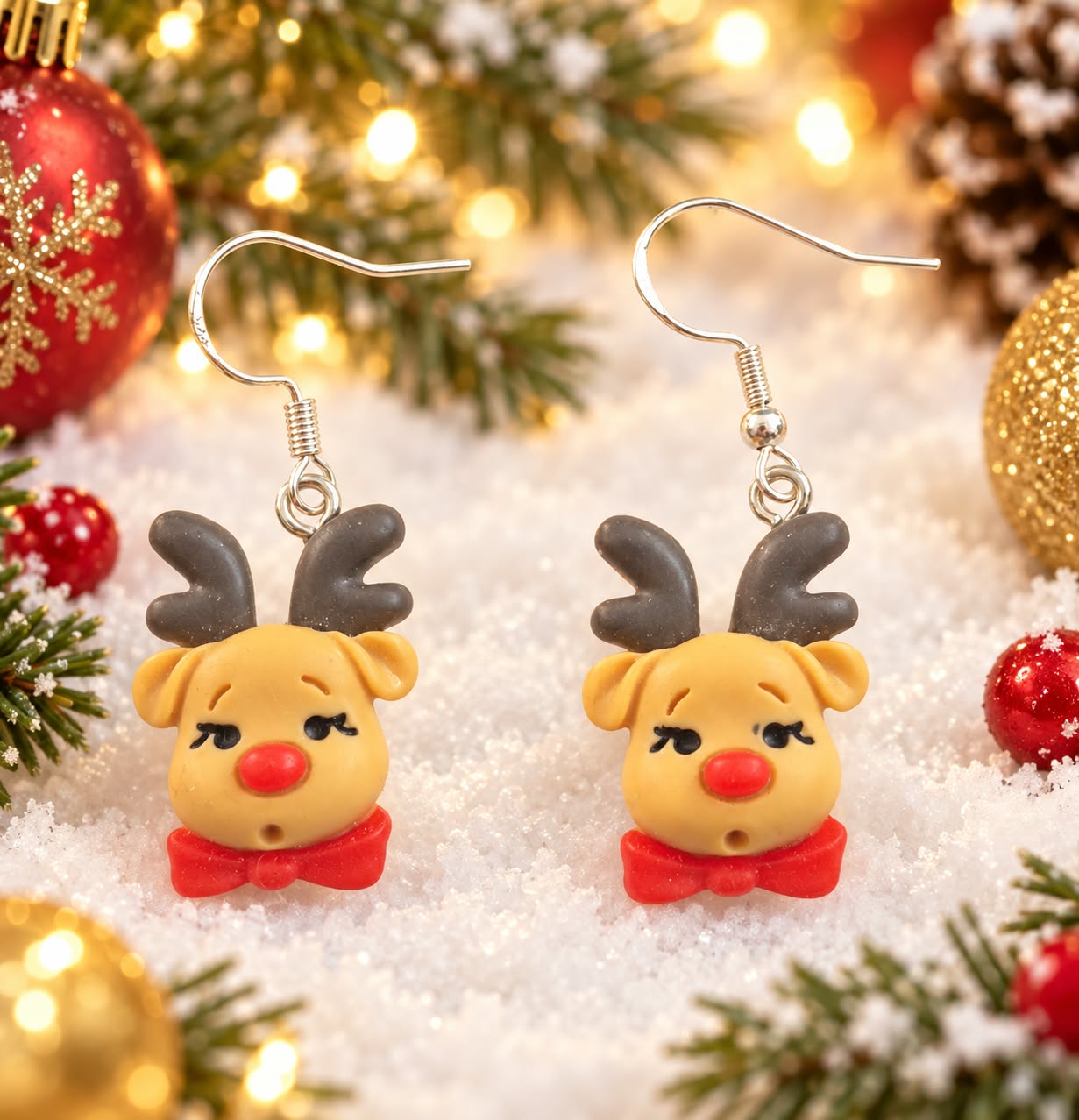 LJCG4433 Reindeer Drop Earrings