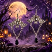 LJHG6 Hanging Bat Earrings.