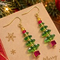 LJCG1 Tall Christmas Tree Earrings