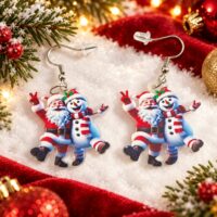 LJCG24566 Santa & Snowman Earrings