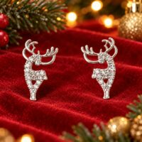 LJCG6753 Silver Reindeer Stud Earrings