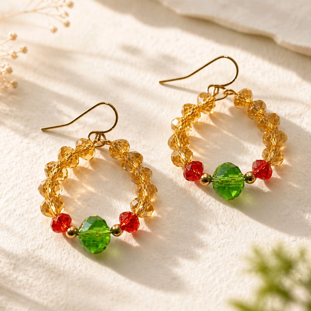 LJCG650 Small Christmas Wreath Earrings