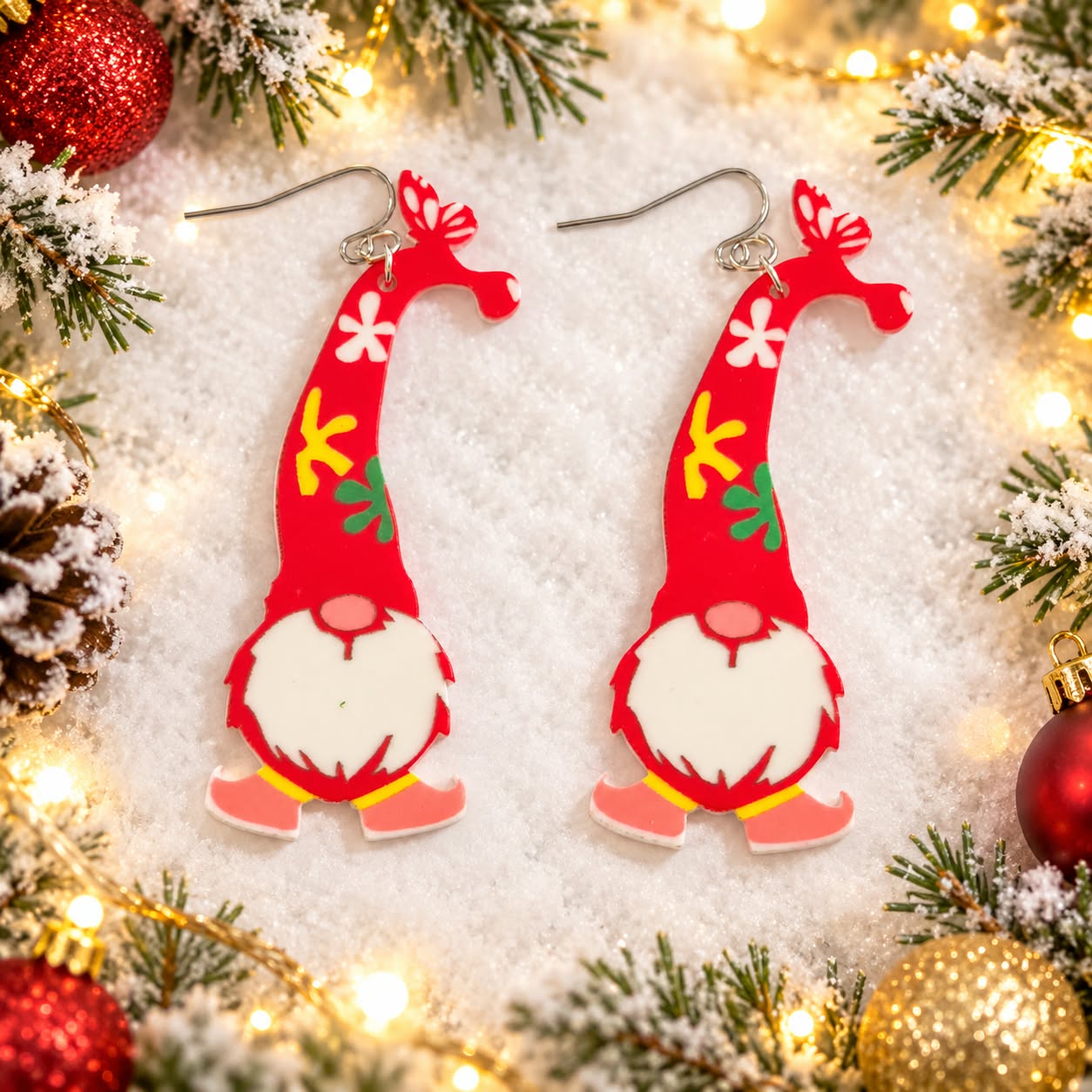 LJCG3112 Christmas Gnome Earrings