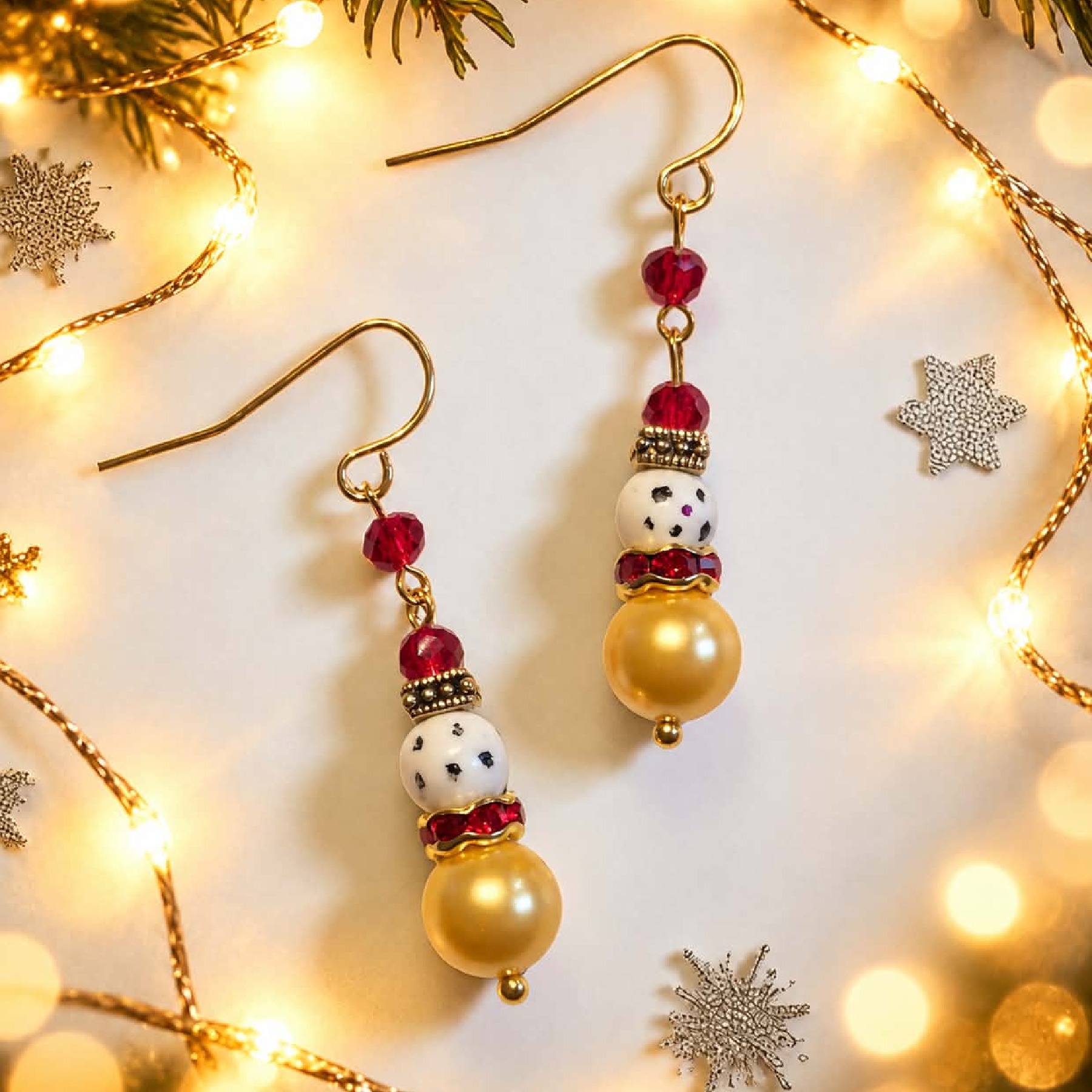 LJCG3 Gold Snowman Earrings