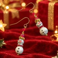 LJCG2 White Snowman Earrings
